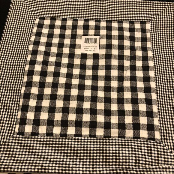 Pillow Covers 16x16 NEW Black & White Plaid Cotton Set of 2 Buffalo Plaid - Picture 1 of 5